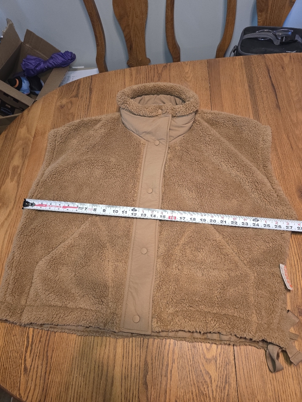 NWT FP Movement Scout It Out Fleece Vest Twig Brown Tan Snap Closure Size Large - Picture 10 of 14